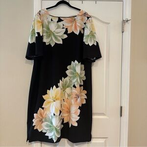 Maison Tara Black Dress with Pastel Floral Print
